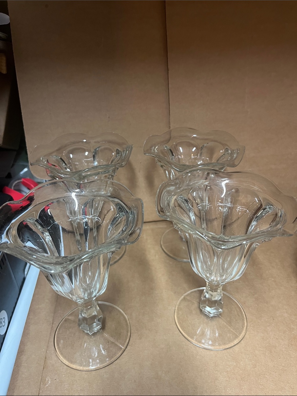 Clear Glass Scalloped Dessert Goblets – Set of 4